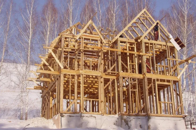 Dom szkieletowy oparty jest na lekkiej konstrukcji drewnianej.