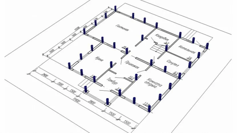 Projekt domu wskazuje, gdzie umieścić stosy