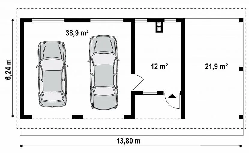 Garaż na dwa samochody z hozblok