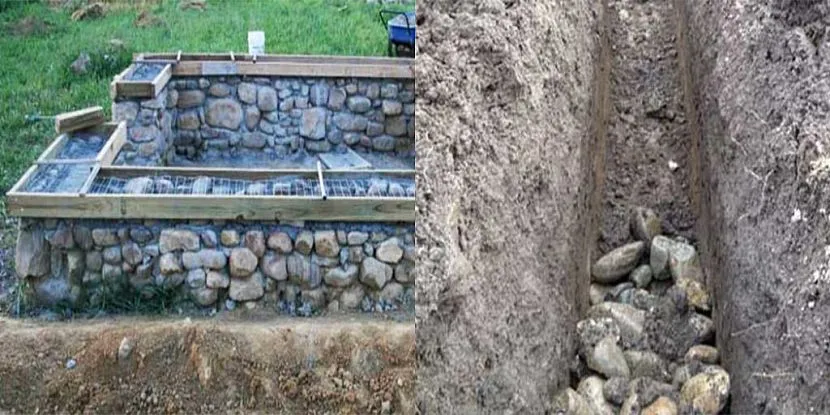 Kamienny fundament betonowy bez szalunku