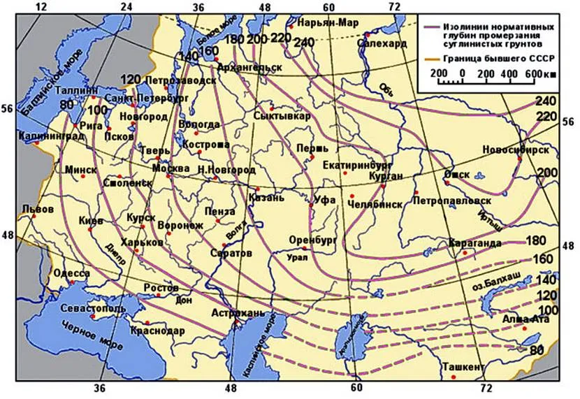 Mapa WNP z głębinami zamarzania ziemi