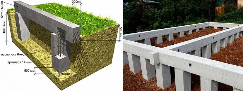 Fundament palowy typu kolumnowego z rusztem