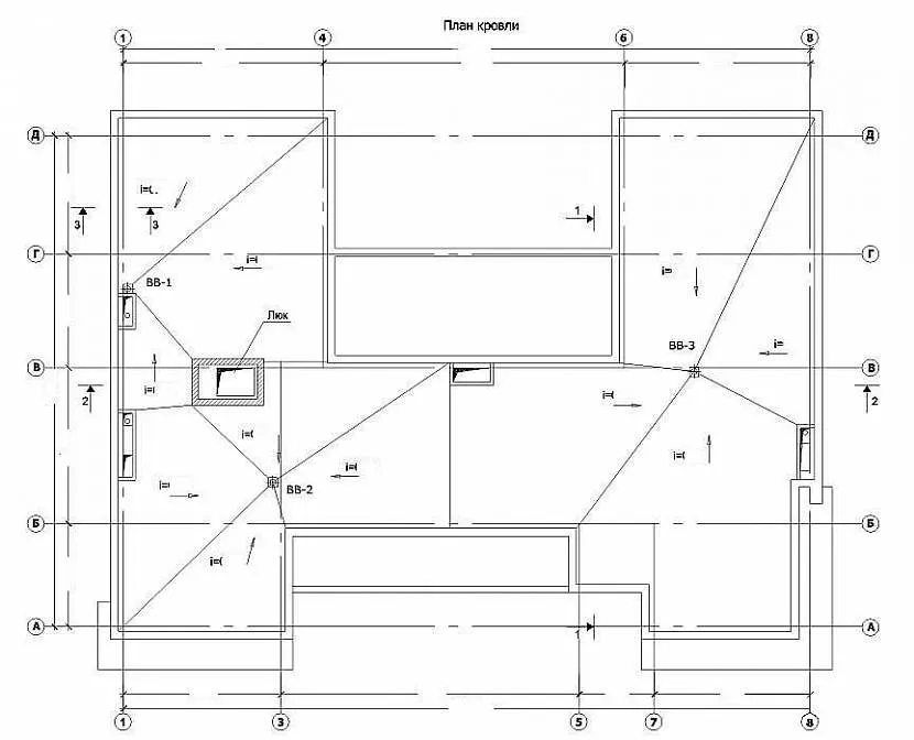 План плоскої покрівлі складної форми