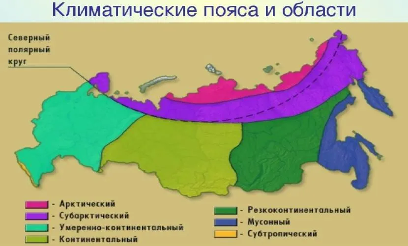 Кліматичні зони в межах Росії