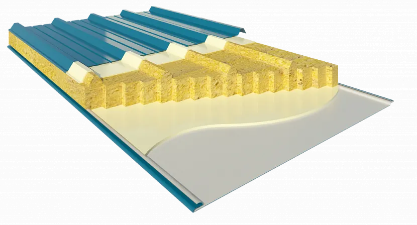 Властивості мінеральної вати та тривалість експлуатації підтримає пінополістирол у сендвіч панелях з комбінованим утеплювачем