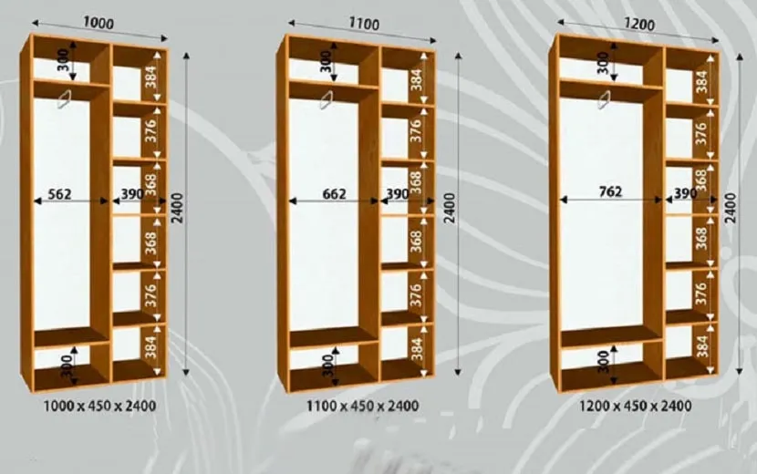 Використання великої кількості полиць, висувних ящиків та поперечних штанг допоможуть розташувати в неглибокій шафі велику кількість речей та одягу