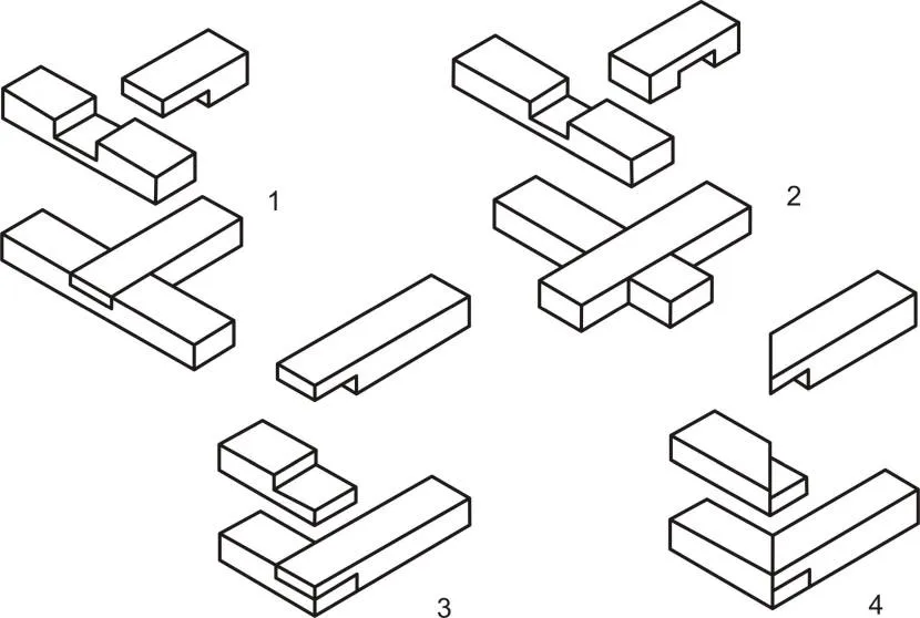 Варіанти з'єднань бруса на півдерева