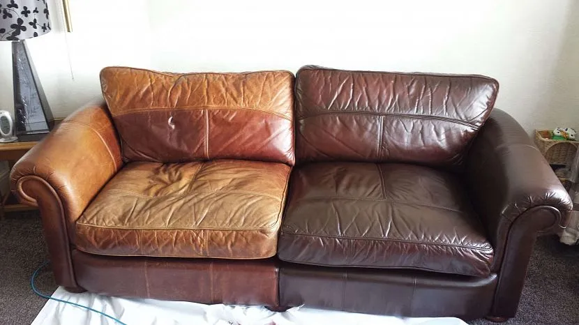 Pół malowana sofa ze sztucznej skóry