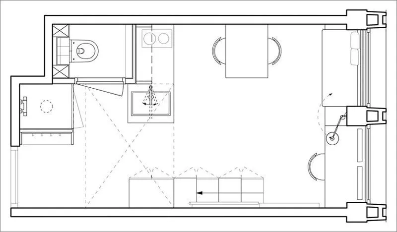 Plan mini-domu z łóżkiem typu queen-size