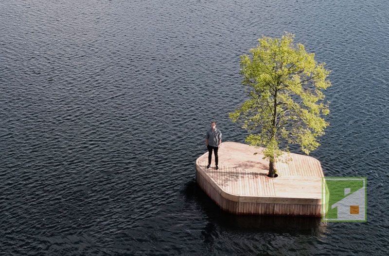 W porcie w Kopenhadze zwodowano prototypową pływającą wyspę z żywym drzewem