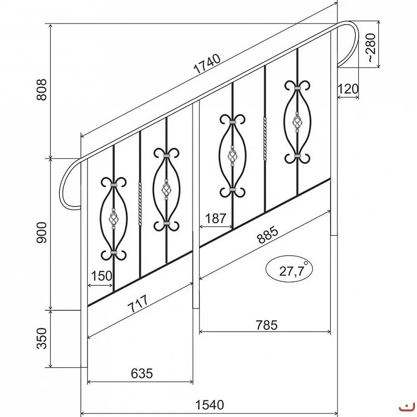 Wymiary balustrady i poręczy