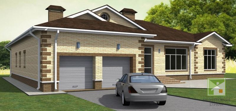 Parterowy dom z garażem pod jednym dachem: cechy konstrukcyjne, opcje projektów i układów