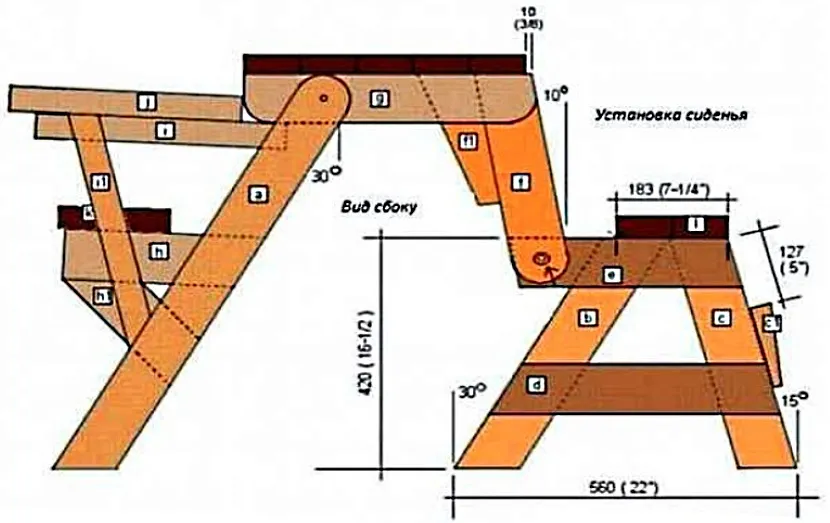 Rysunek drewnianej ławki transformatorowej