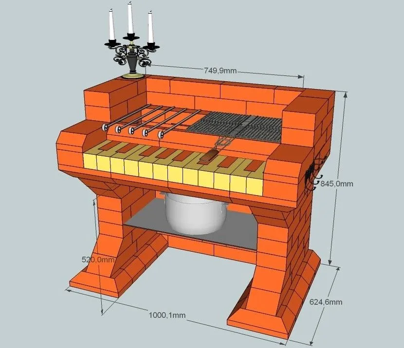 Печі-барбекю збираються з червоної цеглини