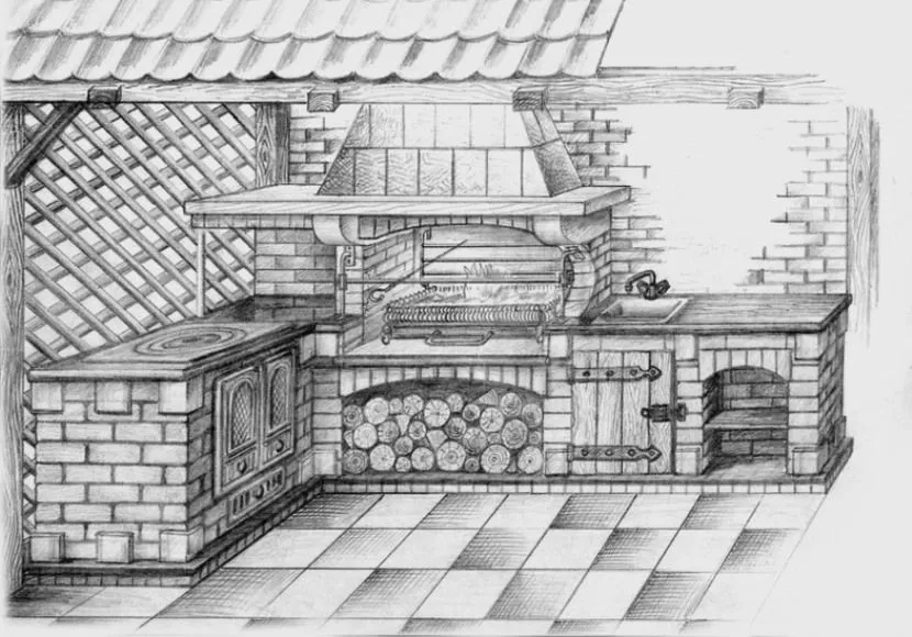 Ескіз садової печі для альтанки