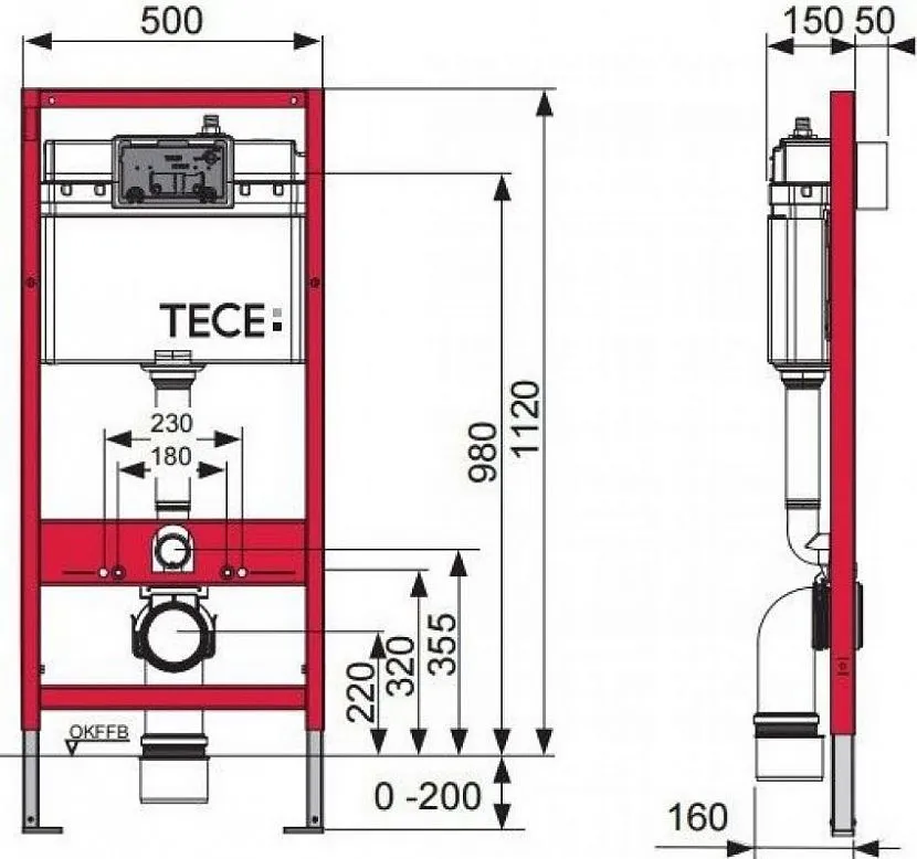 Zewnętrznie elegancka instalacja do toalety jest w stanie wytrzymać duży ciężar