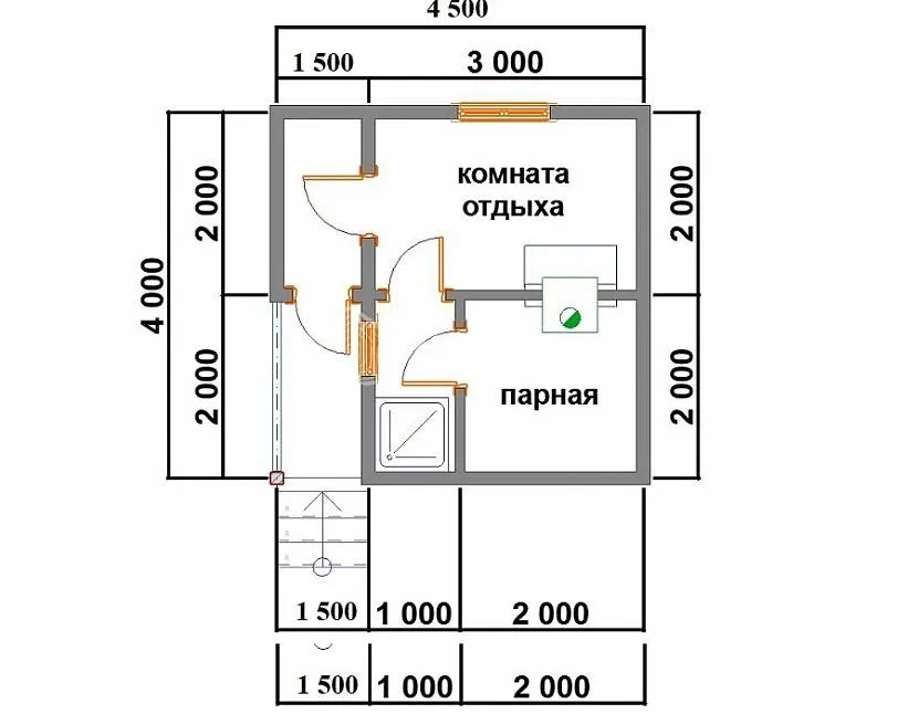 Projekt kąpieli z łaźnią parową i prysznicem