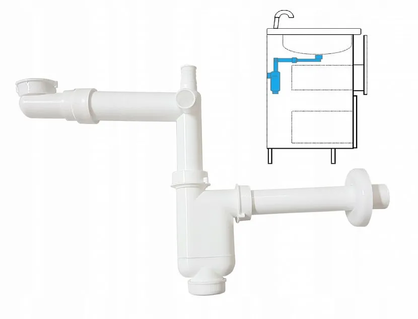 Jak syfon układa się pod zlewem w specjalnej niszy