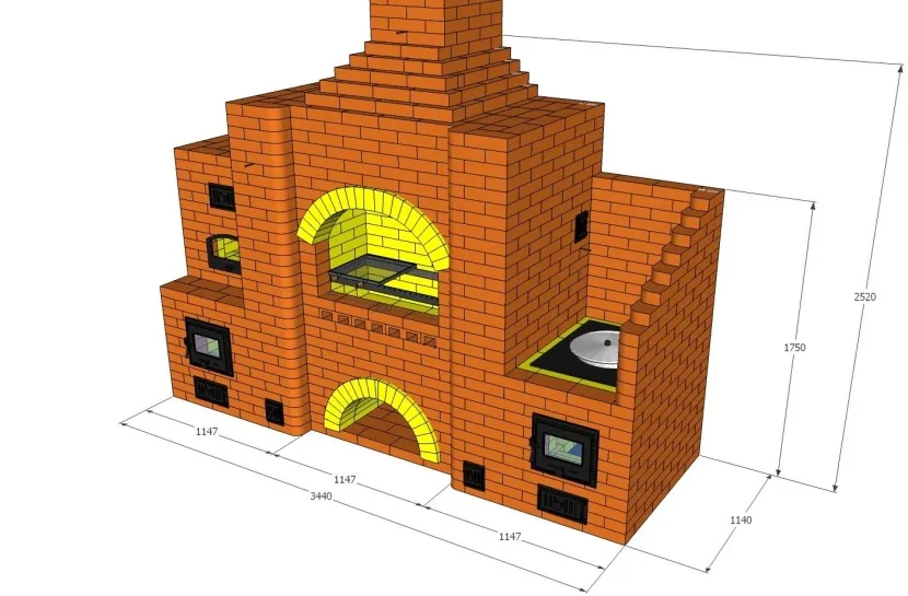 Один із варіантів розмірів печі