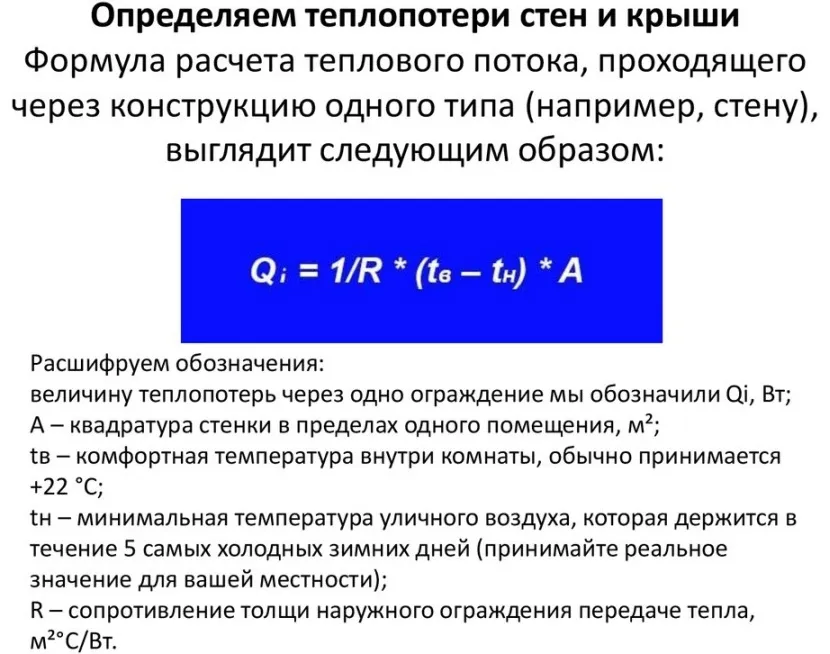 Wzór na obliczanie strat ciepła przez dach i ściany