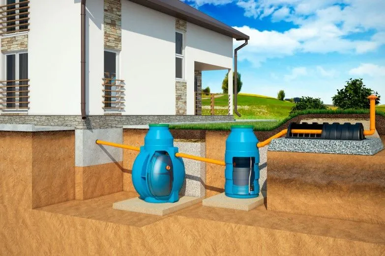 При високих ґрунтових водах найчастіше використовується конструкція енергозалежного септика з дренажним насосом.