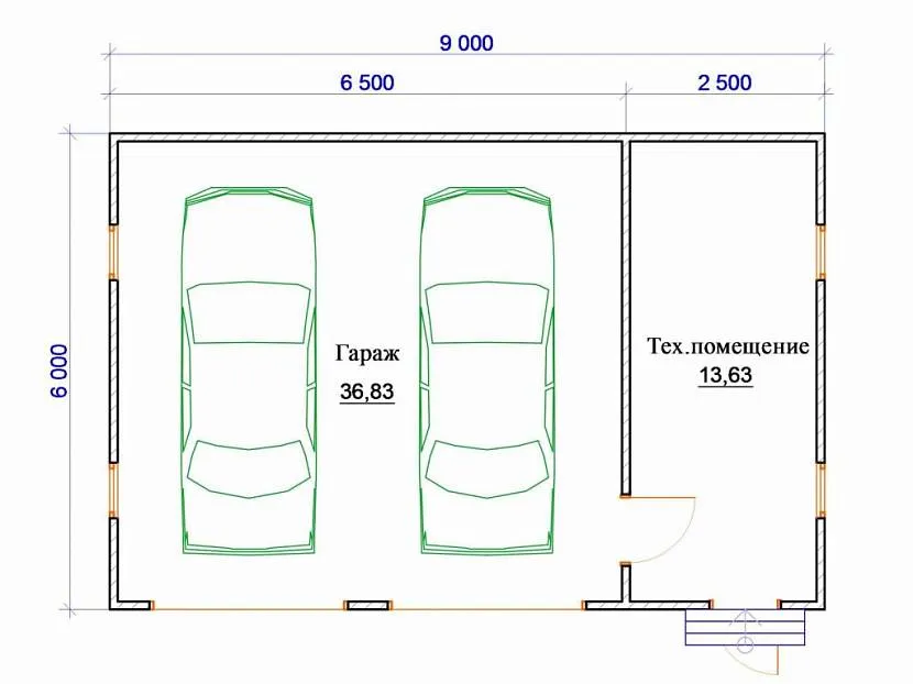 Projekt garażu połączonego z blokiem gospodarczym