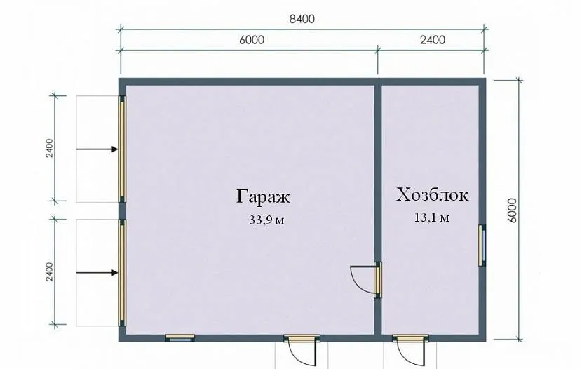 Класичне планування гаражного приміщення з госпблоком