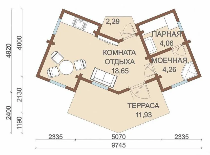 Індивідуальний проект лазні із клеєного бруса