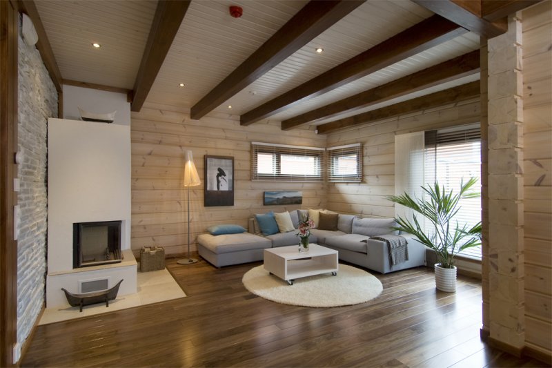 Wnętrze domu drewnianego w nowoczesnym stylu: wybór najlepszych projektów