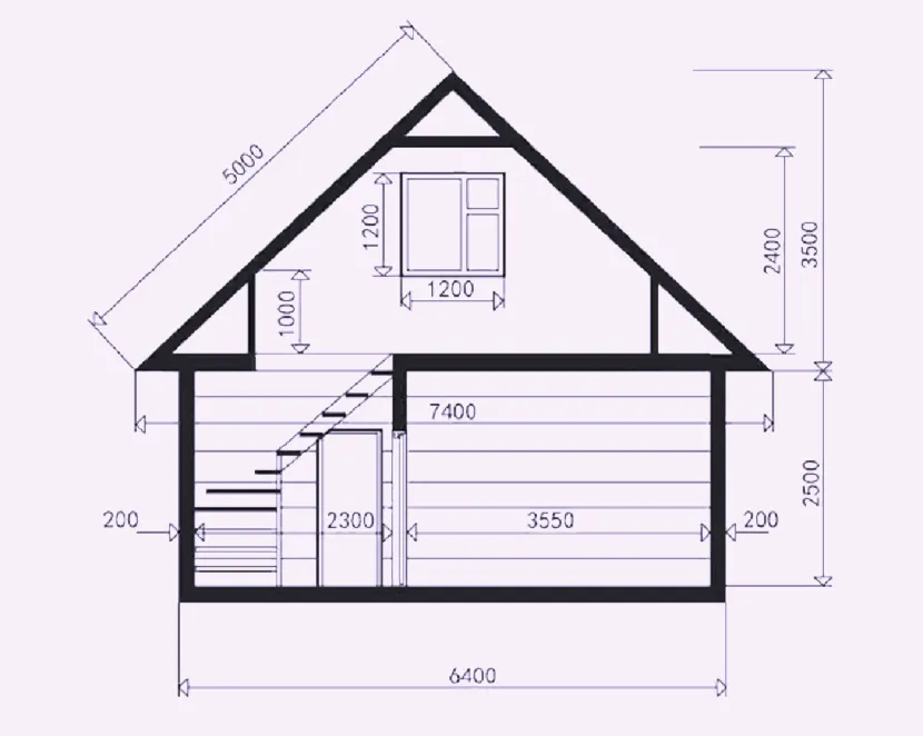 Projekt kąpieli 4x6 w przekroju