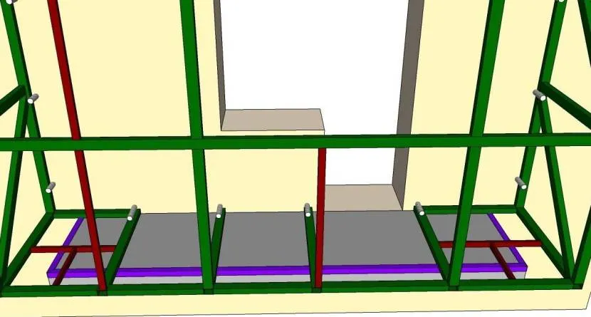 Схематичне зображення варіанта прямого балконного каркасу