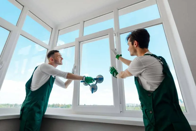 Używanie przyssawek podczas rozpakowywania okna