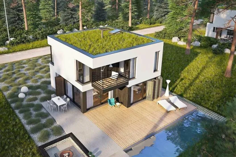 Ekologiczny dom z zielonym dachem
