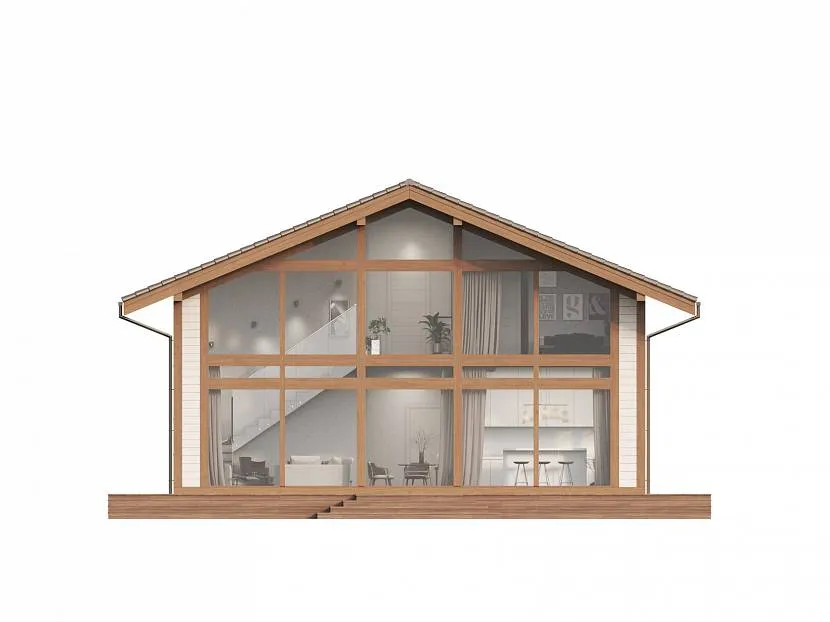 Projekt domu z oknem panoramicznym z wyjściem na strych