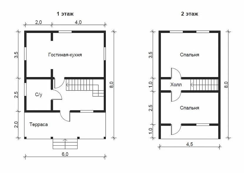 Racjonalny układ dwóch pięter domu 6x6 podczas budowy szkieletowej