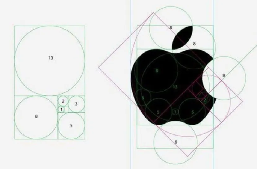 Apple przy projektowaniu logo zastosowało prawa złotego podziału