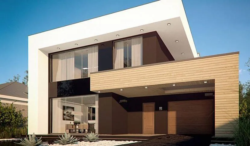 Класичний варіант будинку Хай-тек: підсвічування зовнішніх поверхонь, гараж та безрамне скління