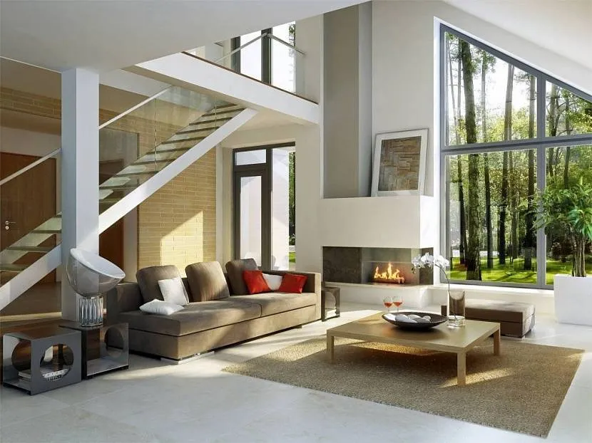 Оформлення двоповерхового будинку: оригінальні аксесуари та велика кількість світла надають відчуття простору.