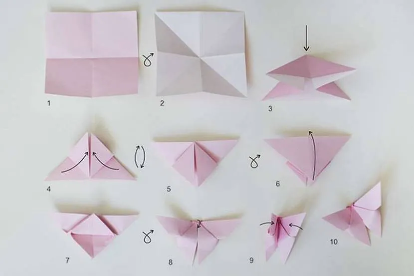 Schemat składania motyla Origami