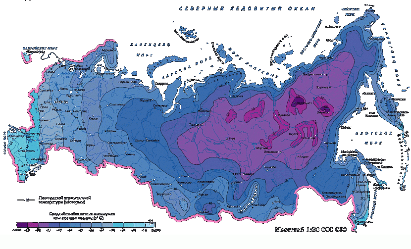 Карта зимових температур