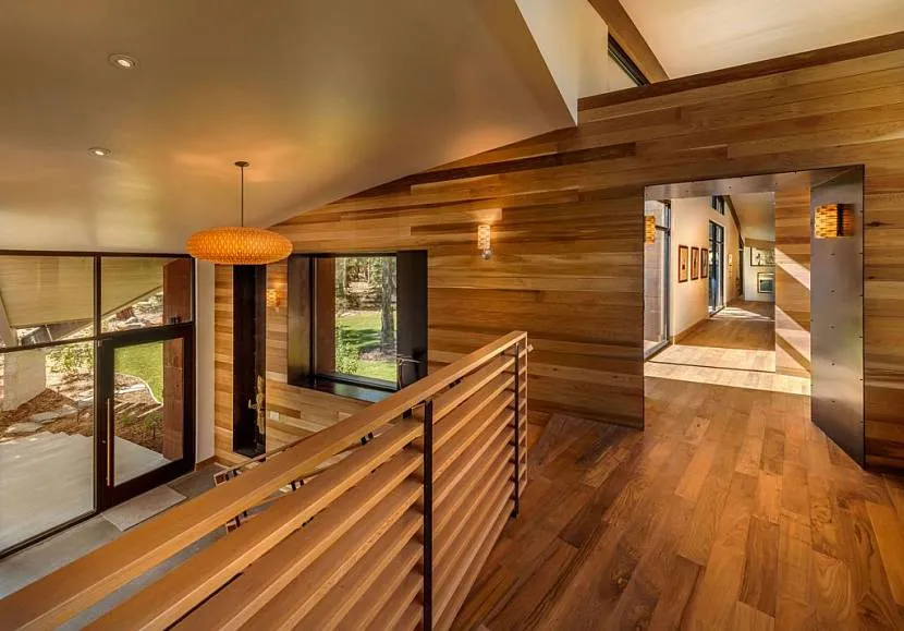 Dekoracja wnętrz w całym domu wykonana jest z drewna