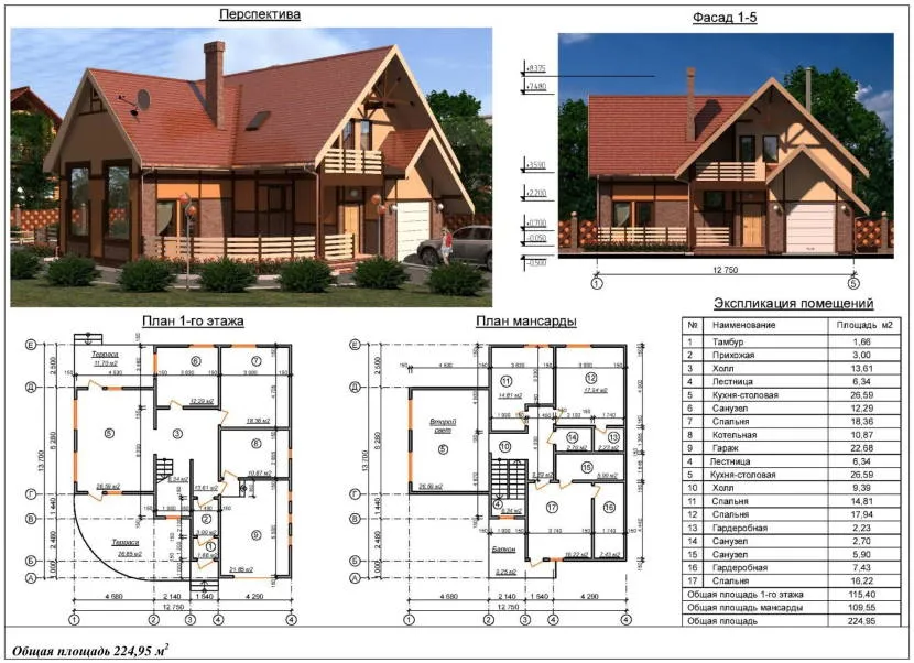 Układ strychu w domu 12x13 m²