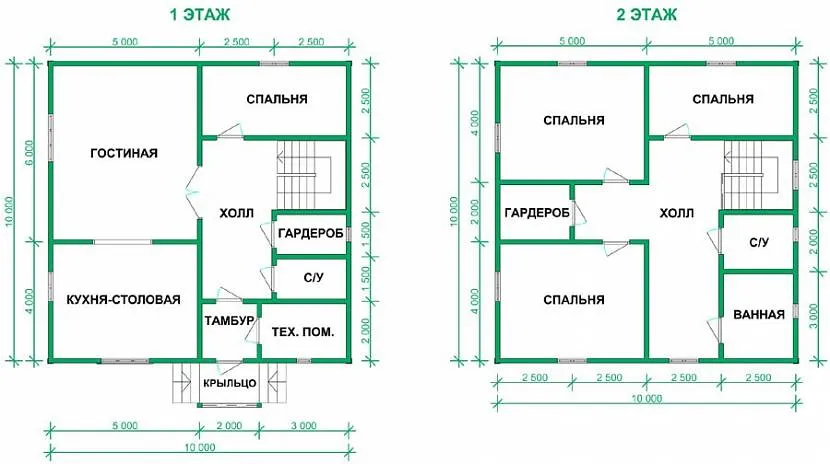 Проект двоповерхового будинку 10х10