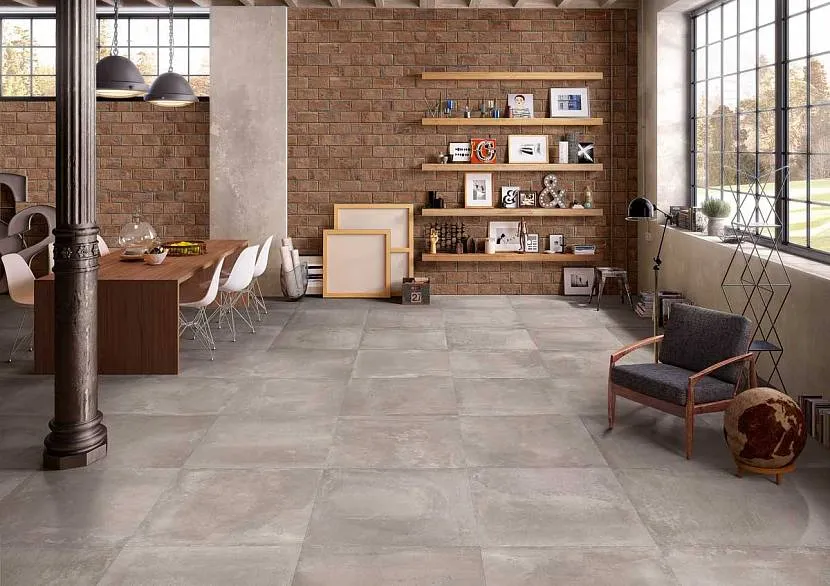 Szorstkie płytki podłogowe z gresu porcelanowego do przedpokoju w stylu loft