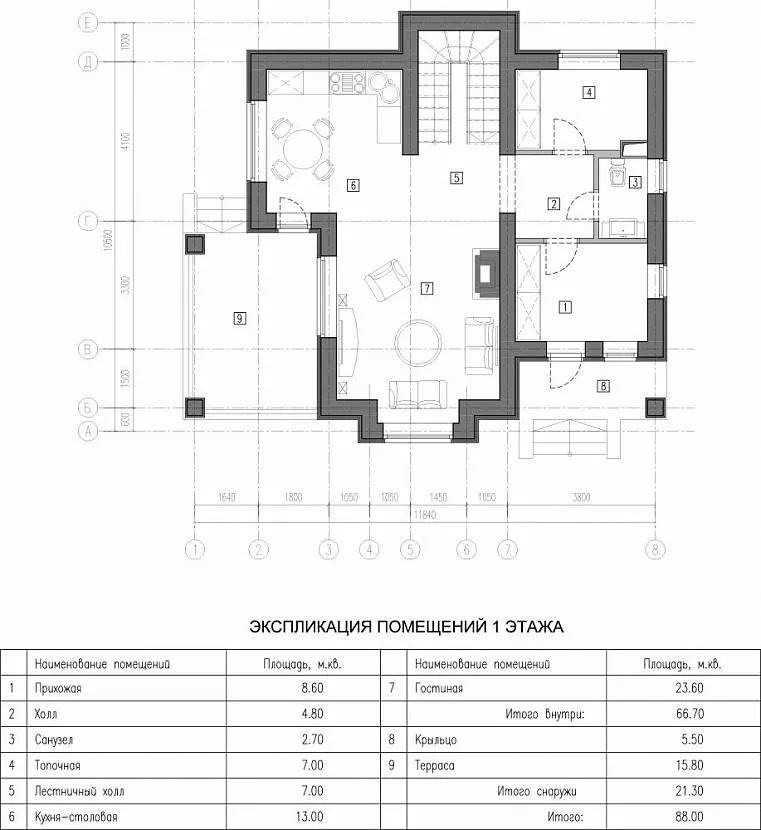 Układ pierwszego piętra domu z betonu komórkowego