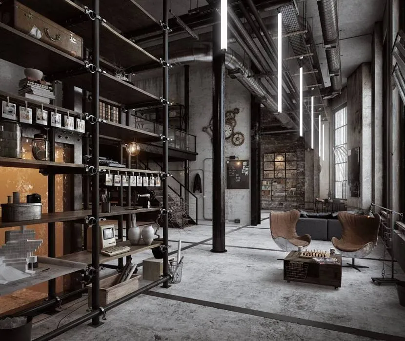 Styl industrialny loft we wnętrzu