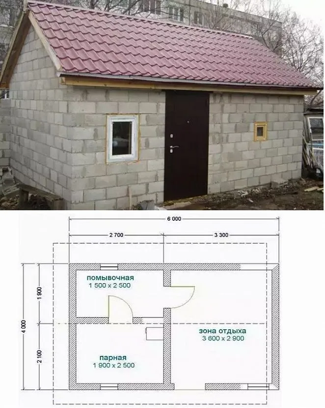 Класичний проект та планування лазні з піноблоків