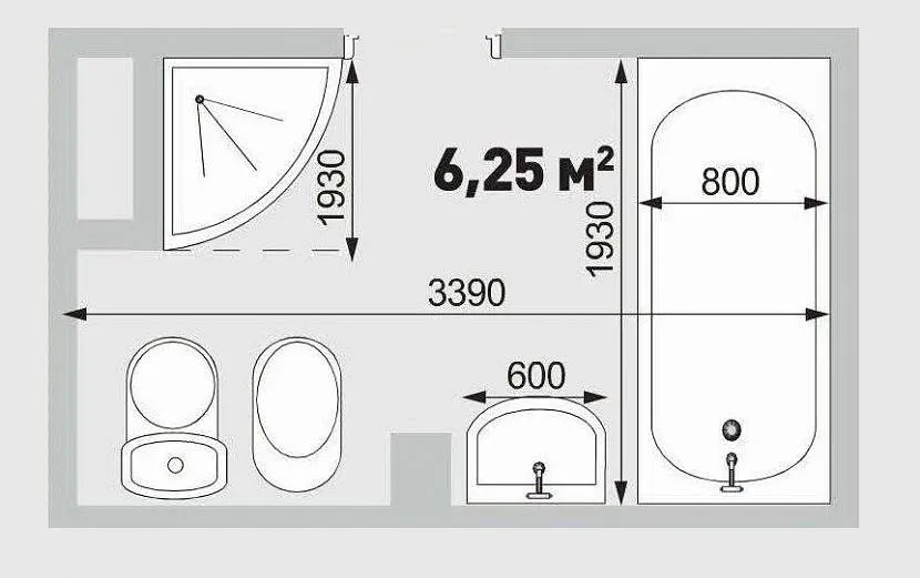 Układ na pokój o powierzchni 6,25 m2