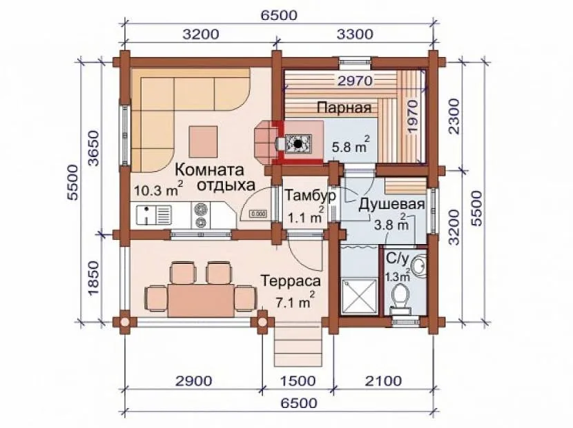 Лазня з душем та туалетом під ключ - хоч і скромна за площею, але дуже комфортна