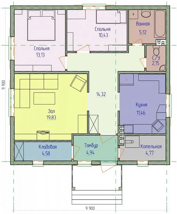 Typowy projekt domu z bloków piankowych 10x10 m